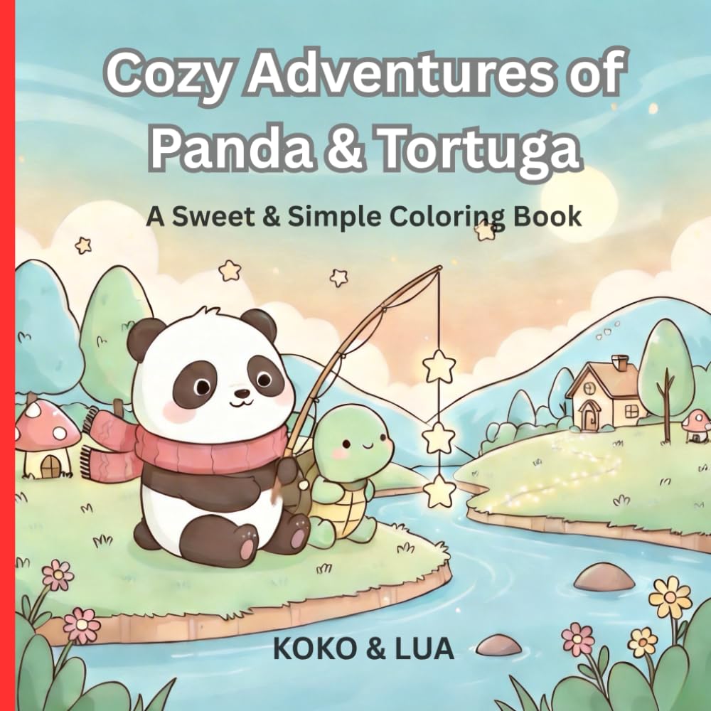Cozy Adventures of Panda & Tortuga: A Cute and Simple Coloring Book for All Ages - 40 Hand-Drawn Bold Line Art Pages