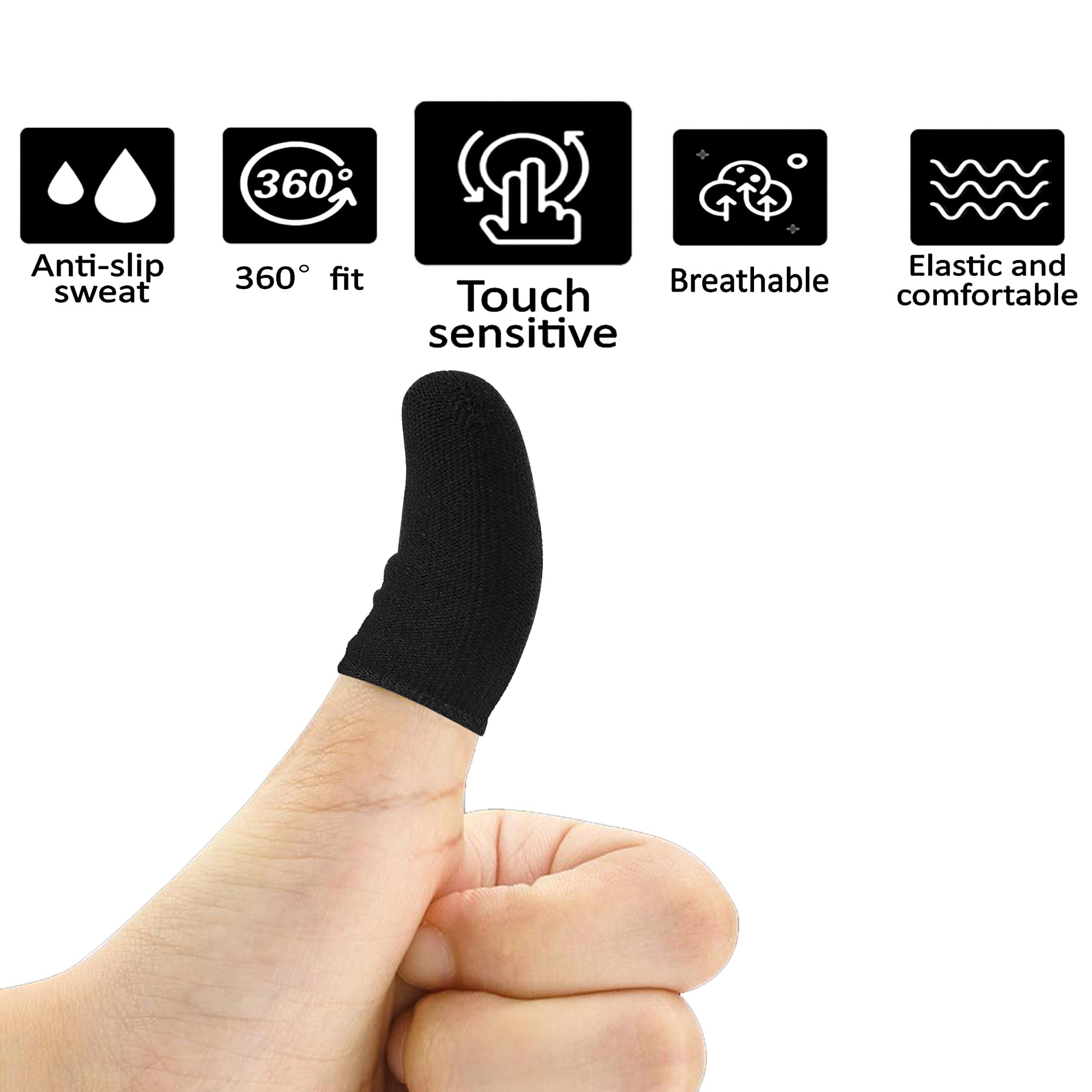 Lot de 4 manchons de doigt pour jeux mobiles, fonctionnement fluide, anti-transpiration, extrêmement fins, compatibles avec téléphones portables et tablettes
