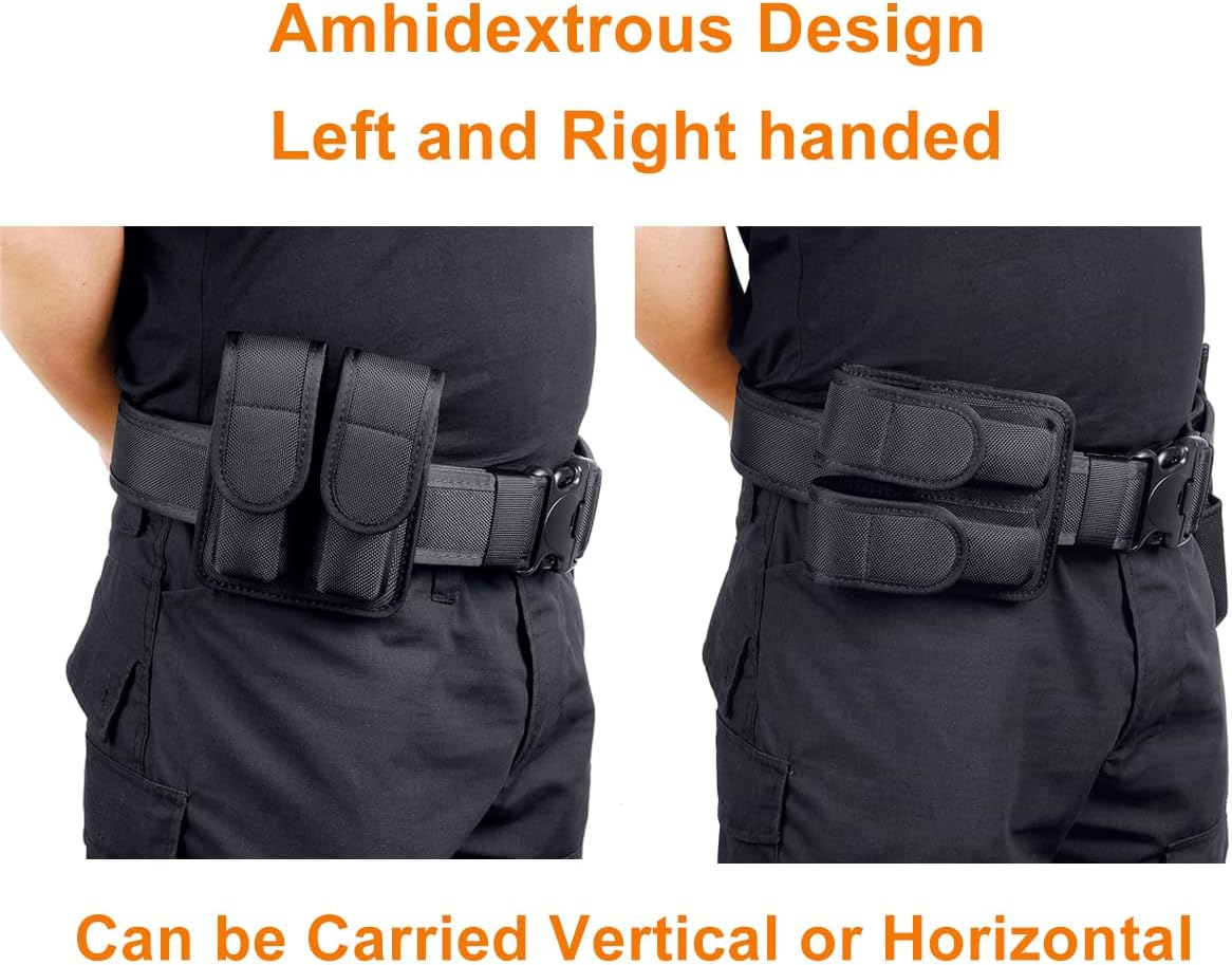 TAFTACFR Molded Double Mag Pouch Tactical Universal Magazine Holder Fits Pistol Mag Single or Double Stack IWB or OWB Mag Pouch Law Enforcement Duty Mag Holder With Removable Top Cover and Hidden Snap