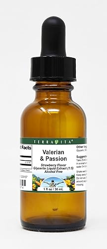 Valerian & Passion Glycerite Liquid Extract (15) - Sabor a fresa (1 oz, ZIN 523157)