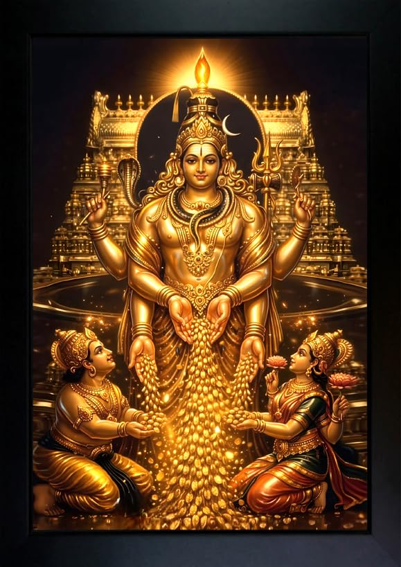 CrowdHall Swarnakarshana Bhairava Photo frame | Swarnakarshana Bhairava with Laxmi Kuber Bhagwan Photo Frame for Wall Decoration And Positive Energy Wall Art for Home, Office & Puja room (Size 10 X 13.5 IN)-image-12