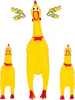 MCPINKY 3 peças de brinquedos de borracha para cães de galinha, brinquedos de frango estridente, presentes inovadores para fazer barulho de brincadeira