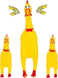 MCPINKY 3 peças de brinquedos de borracha para cães de galinha, brinquedos de frango estridente, presentes inovadores para fazer barulho de brincadeira
