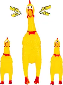 MCPINKY 3 peças de brinquedos de borracha para cães de galinha, brinquedos de frango estridente, presentes inovadores para fazer barulho de brincadeira