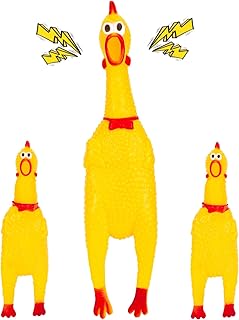 MCPINKY 3PCS Rubber Chicken Dog Toys, Squeaky Chicken Toys Screaming Prank Novelty Gifts for Prank Noise Maker