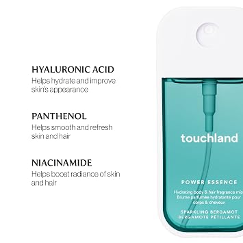 Touchland Power Essence Hydrating Body & Hair Fragrance, GOLDEN GLOW BUNDLE (Sparkling Bergamot, Golden Amber, Cashmere Woods) 2 FL. OZ. Travel Size Body Mist (Set of 3)