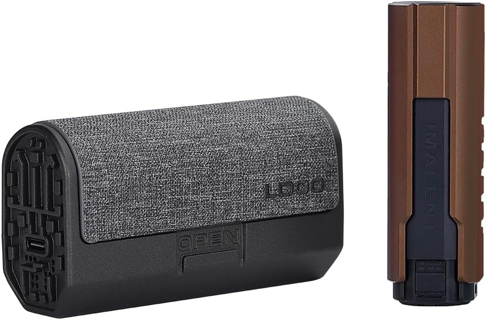 IMALENT LD70 Upgrated Small Flashlight 4000 Lumens EDC Lights with Charging Box, Powered by Rechargeable Built-in Battery for Outdoors, Emergency, Work (Brown)