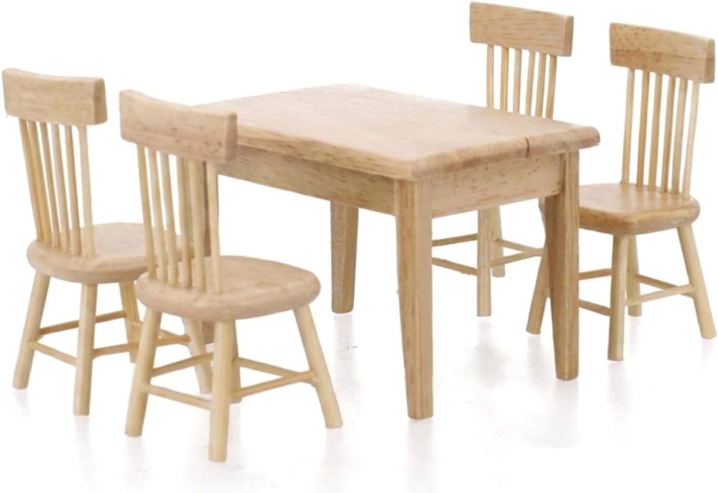 Z MAYABBO Wooden Dollhouse Furniture of Table & Chair, Miniature Dollhouse Accessories of Dining Room Accessory - 1/12 Scale