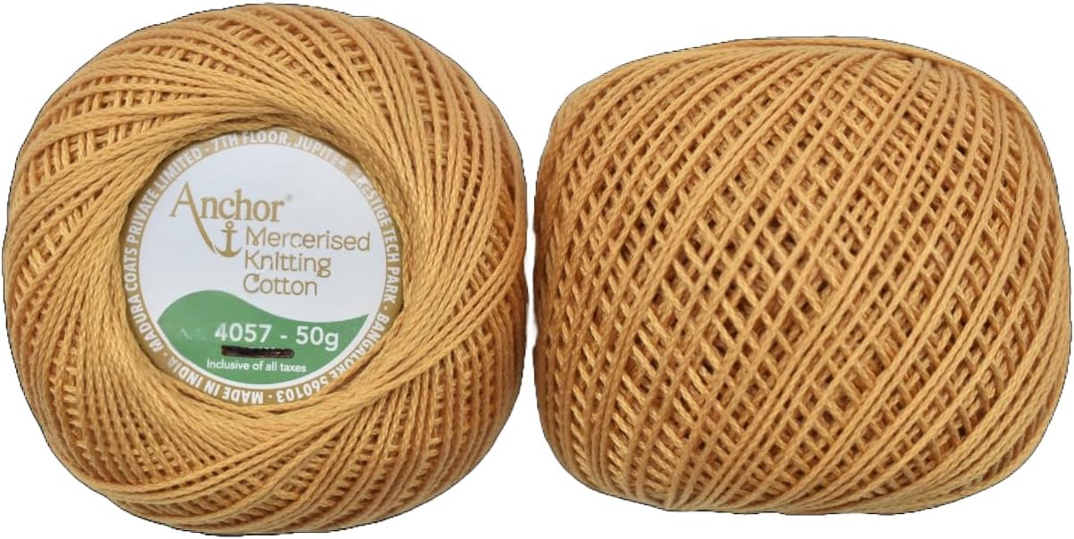 HUNNY- BUNCH® Premium Anchor Mercerised Knitting Crochet Cotton Thread Yarn Balls for Knitting, Weaving, Embroidery, DIY and Craft Making (Art. 4057) 50G - Pack of 1 (363)