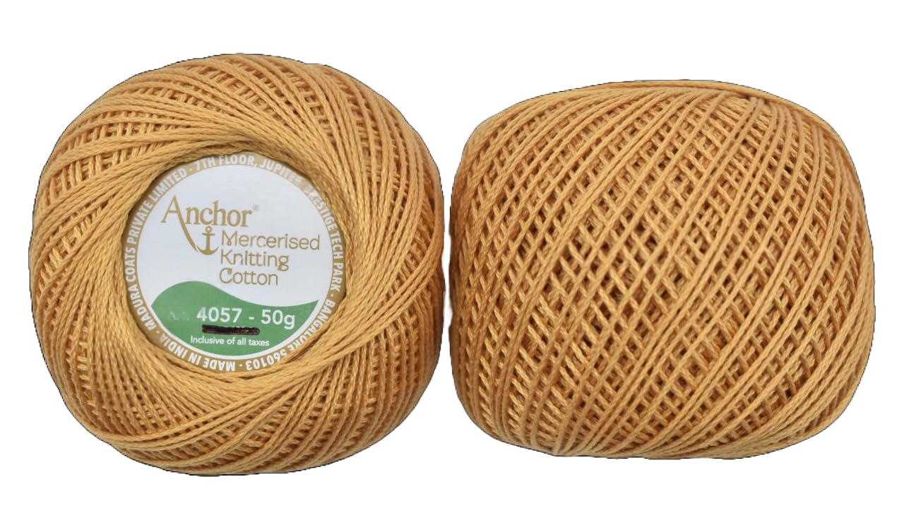 HUNNY- BUNCH® Premium Anchor Mercerised Knitting Crochet Cotton Thread Yarn Balls for Knitting, Weaving, Embroidery, DIY and Craft Making (Art. 4057) 50G - Pack of 1 (363)