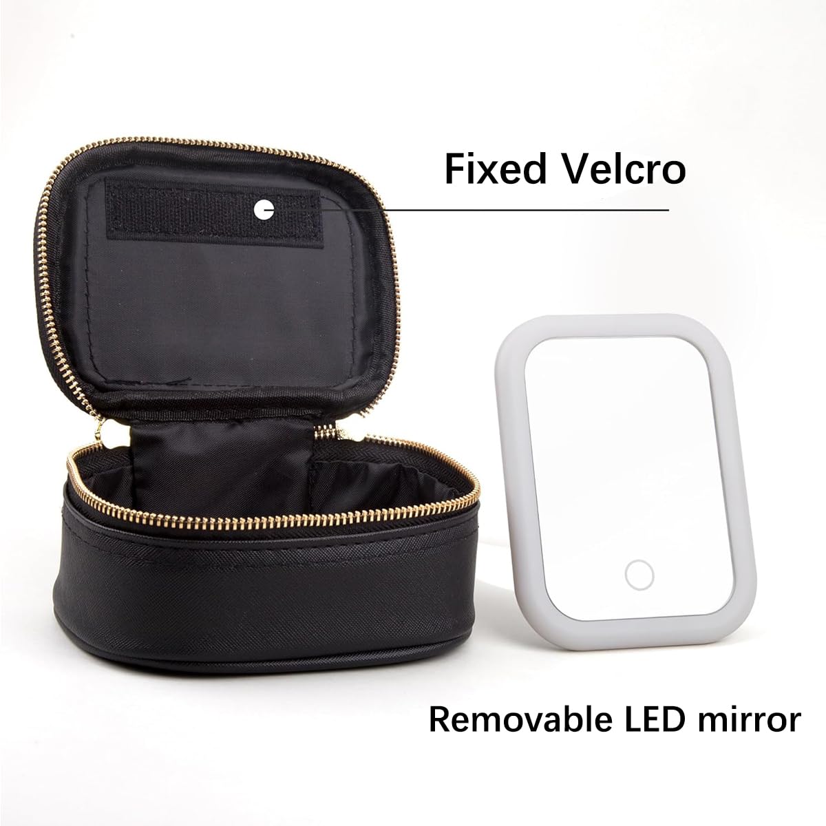 Trousse de maquillage avec miroir LED PU Noir Moderne