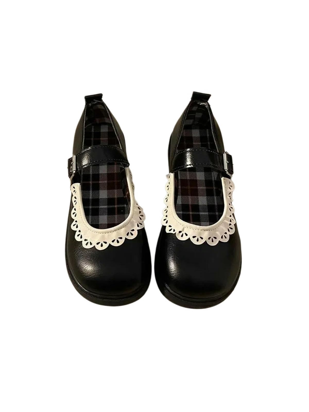 Ballerine Donna,Scarpe Mary Jane Scarpe Mary Jane da Donna Nere, Carine, con Tacco Basso E Punta Tonda
