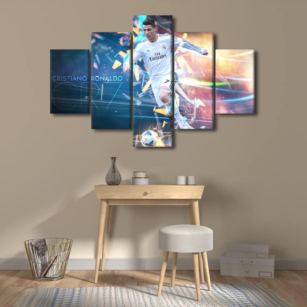Color Multi of Ronaldo TUMOVO 5 Piece Cristiano Ronaldo Wall Art Gallery Wrap Football Star Poster Inspirational Wall Art Canvas Prints Modern Home Decor Artwork for Living Room Bedroom Office Framed Ready to Hang