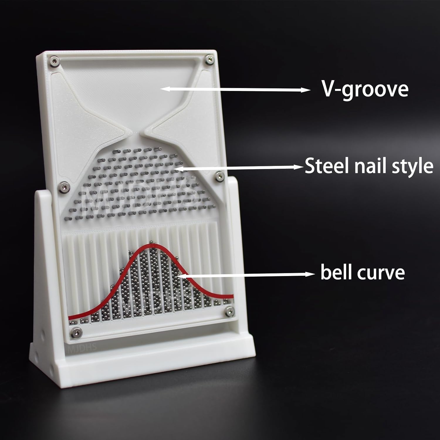 18 * 12 Cm, Second-Generation Galton Board (Steel Nail Matrix), A Teaching Tool for Demonstrating Normal Distribution, Probability, and Random Distribution; Includes Bell Curves(Color:Black)