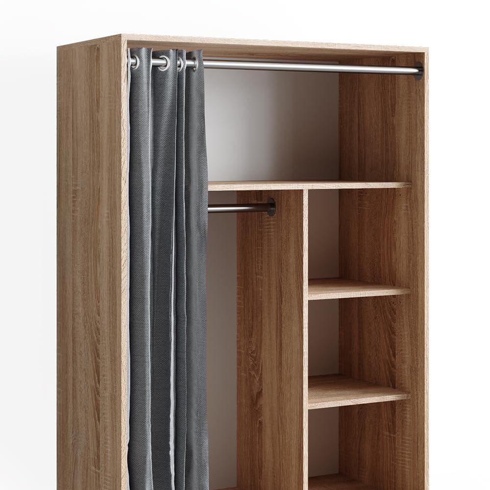 Vicco Armario de Ropa Doros, Sonoma, 100 x 146.6 cm Abierto, con Ruedas, para el Almacenamiento Flexible de Ropa y Accesorios