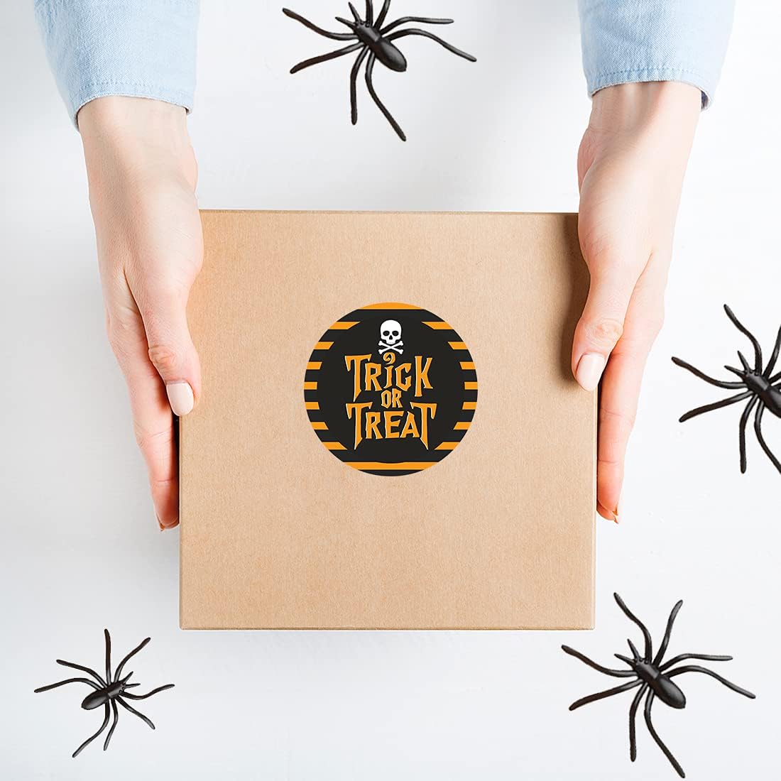 Andaz Press Happy Halloween Stickers 2 Inch Round 40 Bulk Pack Trick or Treat Skull Labels for Kids Treat Bags Goodie Bags Toddler Treats Halloween Party Favors Halloween Bottle Labels Envelopes