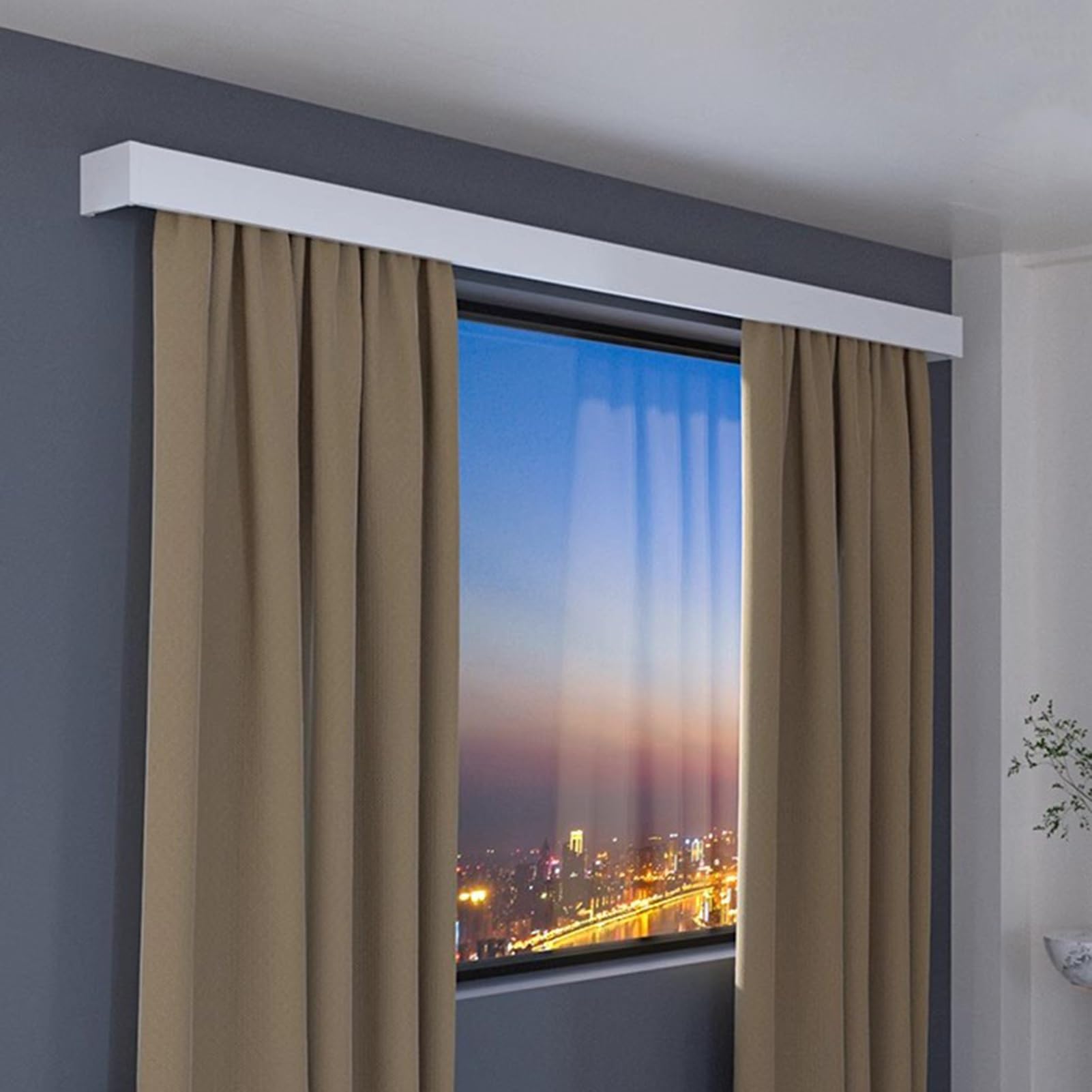 Cantonnière en alliage d'aluminium et rail de 3m ajustable pour fixation mur ou plafond