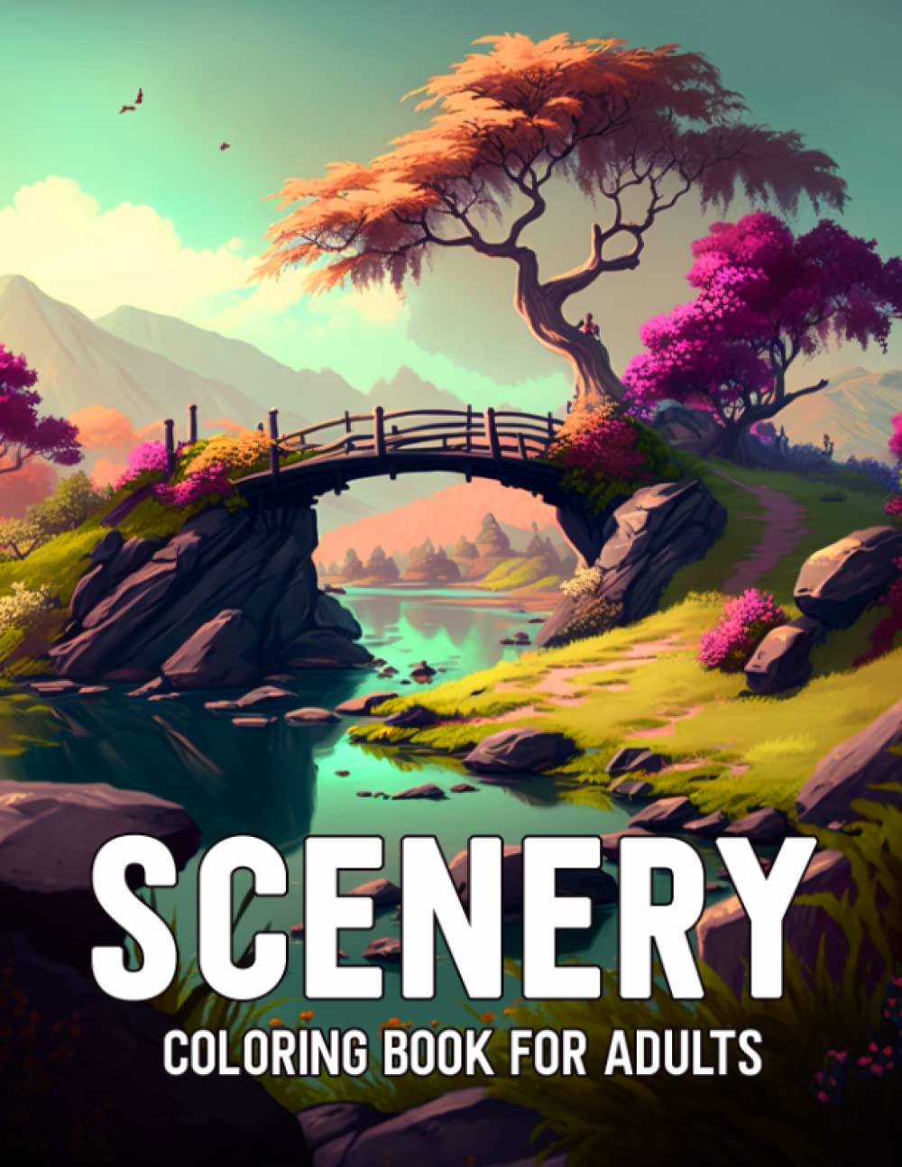 Scenery Coloring Book for Adults: A Stunning Adult Coloring Book for relaxing (adult coloring books)