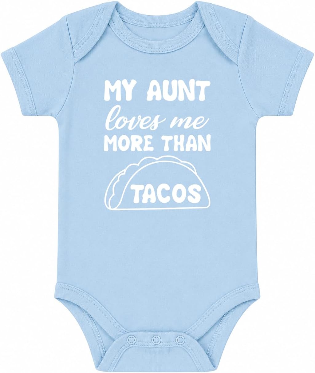 CBTwear My Aunt Loves Me More Than Tacos Funny Baby Bodysuit