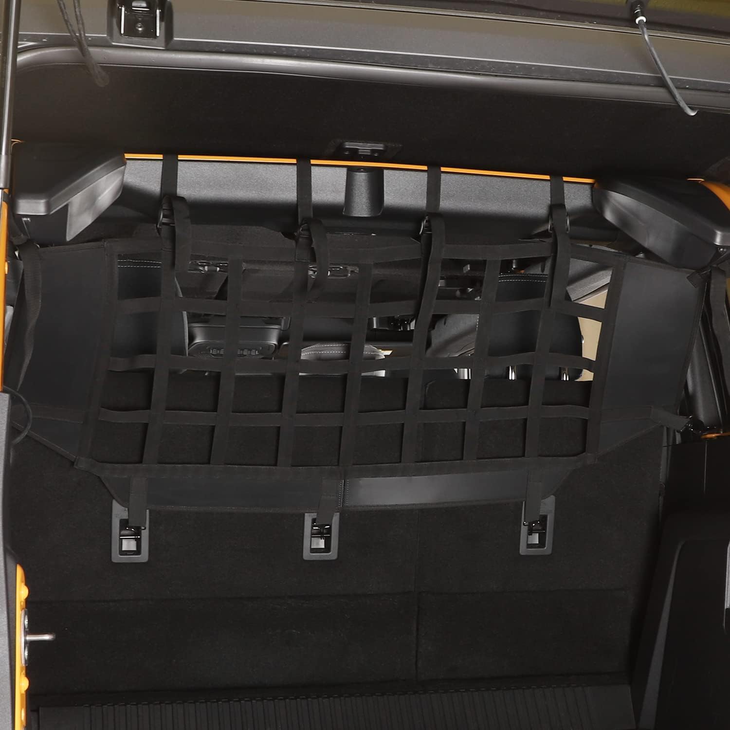 Linskip Cargo Pet Barrier Mesh Compatible with 2021 2022 2023 2024 Ford Bronco Accessories, Pet Mesh Divider Backseat for Bronco 4 Door Trunk Interior Accessories, Black