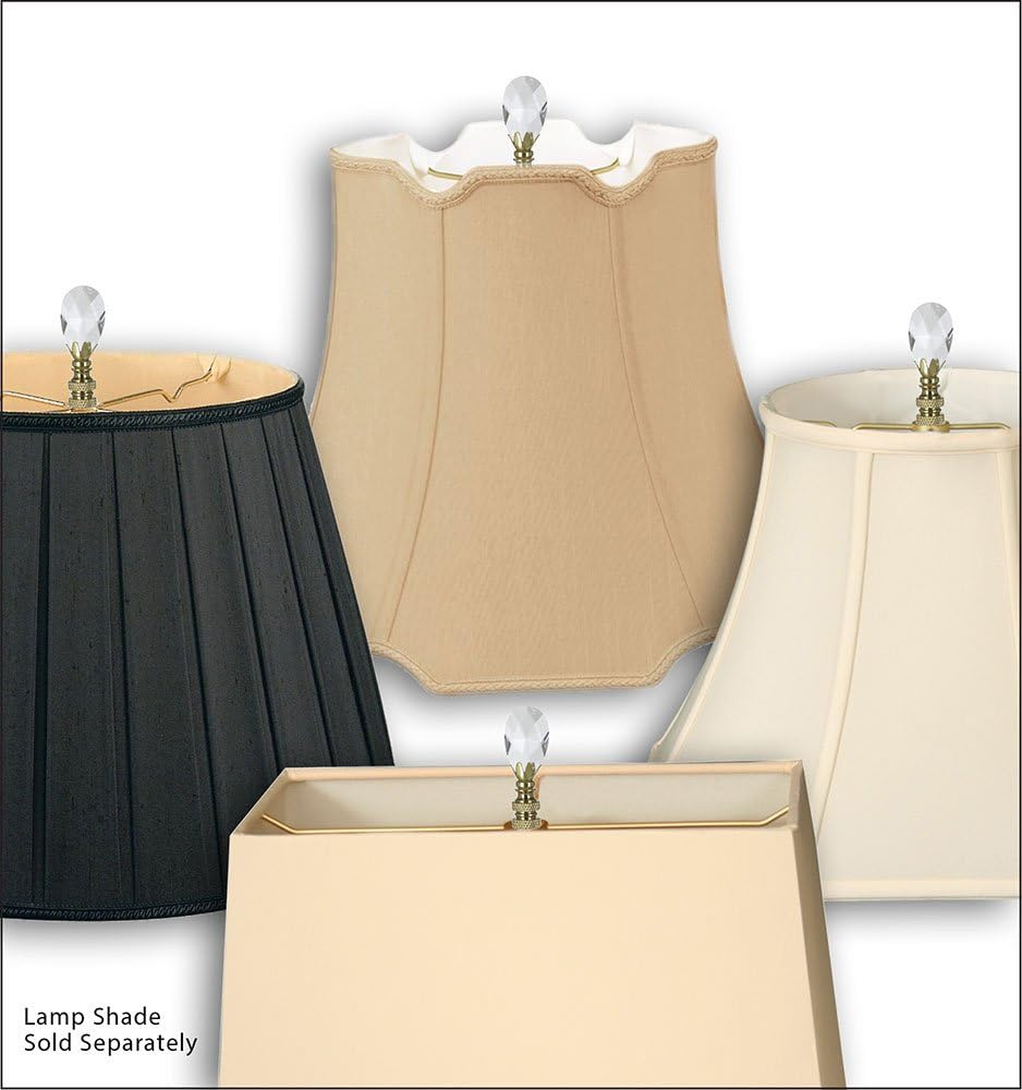 Royal Designs Teardrop Crystal Lamp Finial for Lamp Shade- Polished Brass Set of 2