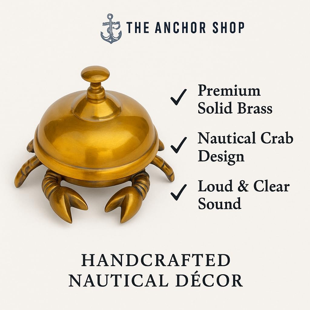 Vintage Solid Brass Crab Bell Hotel Counter Reception Bell Teacher Desk Bell Service Handmade Items.