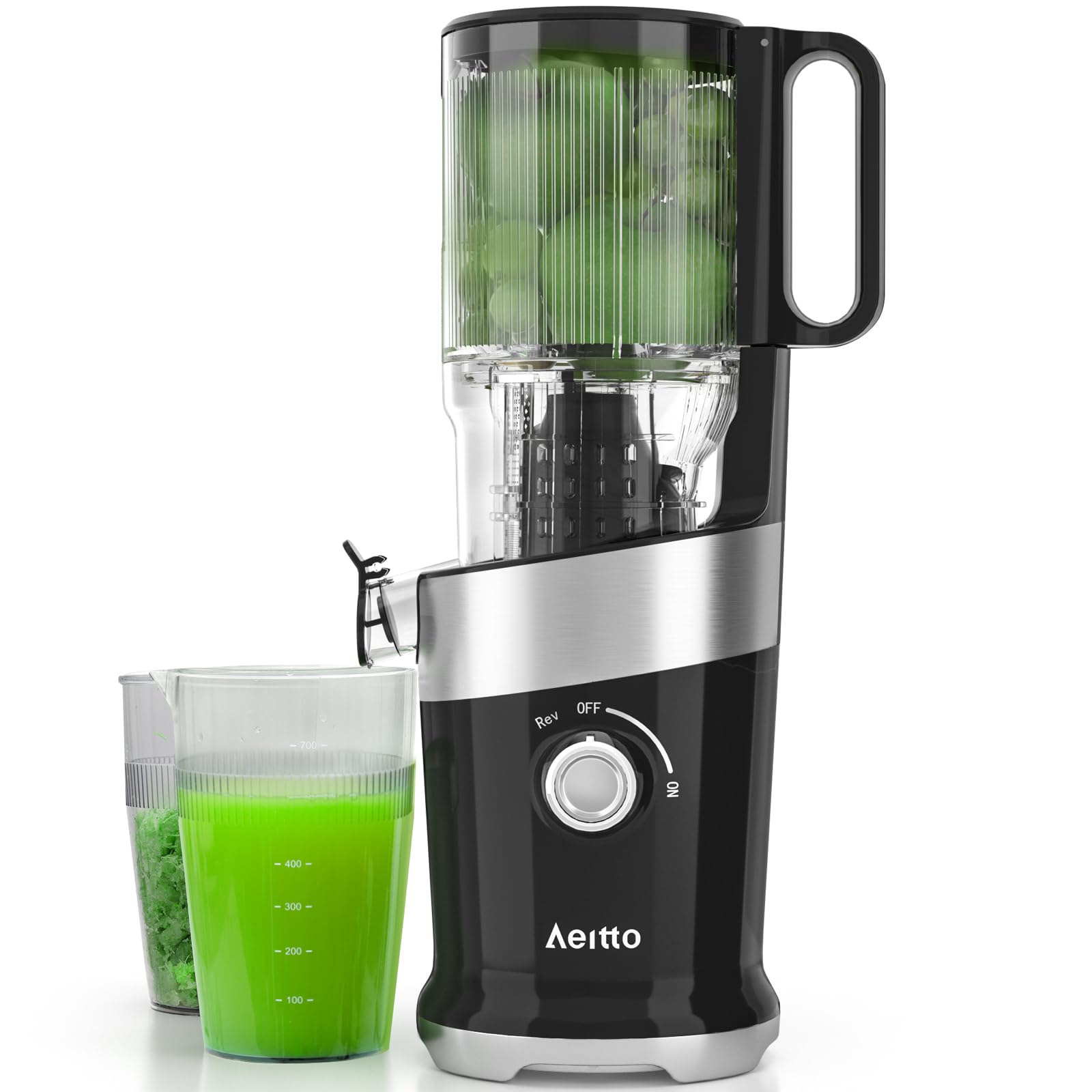 Cold Press Juicer, Aeitto Juicer Machines For Whole Fruits, Large Feed Chute, Juice Extractor