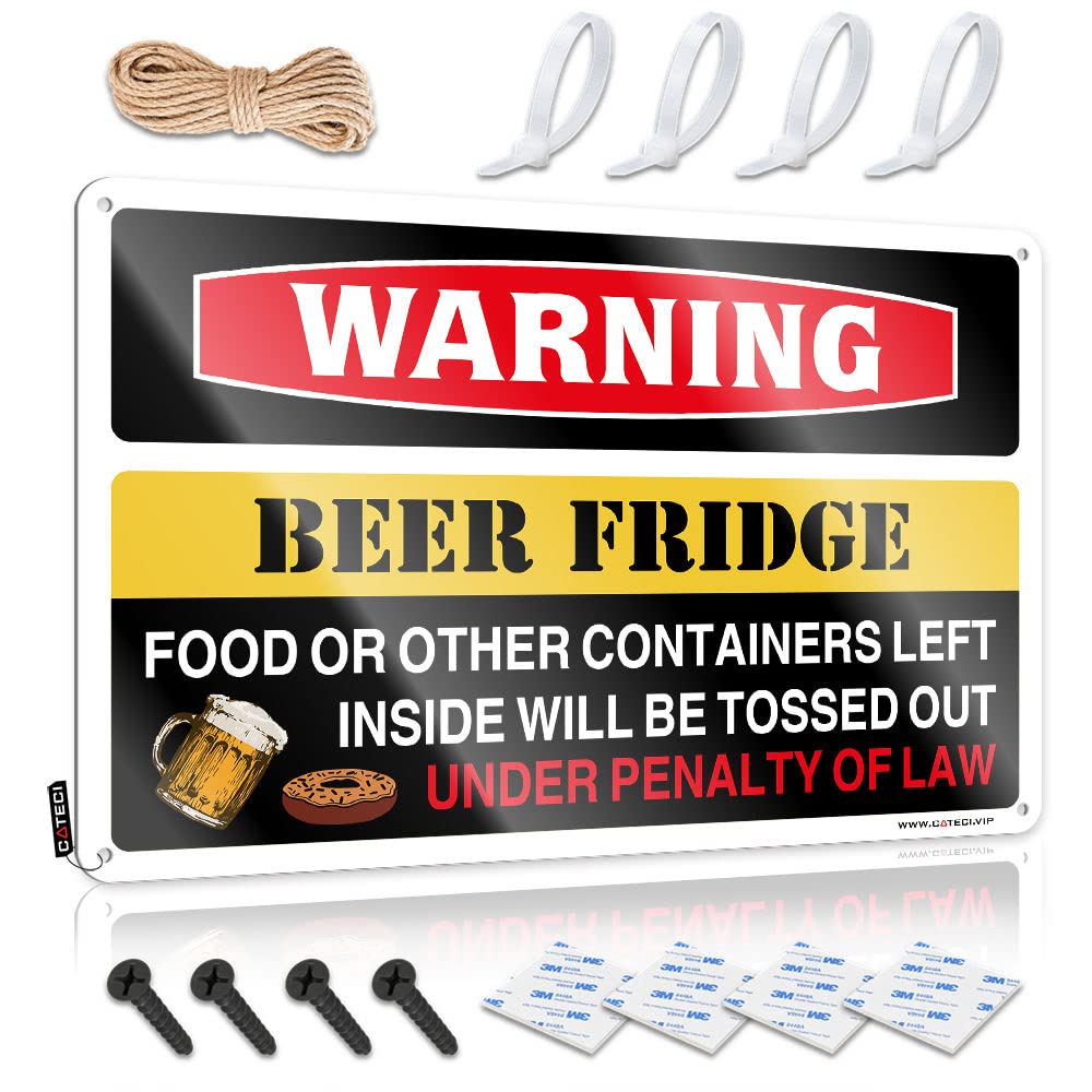 IBWNBBUSN Boys Room Decor Teenager Warning Beer Fridge Sign Vintage Decor Funny Garage Bar Signs(20X30CM)