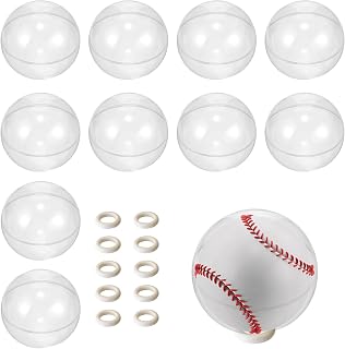 10 PCS Round Clear Baseball Case with Wood Ring Base, Plastic Single Ball Storage Holder, Autograph Memorabilia Display Box for Single Baseball, 3.15 Inch Diameter (Not Included Ball)