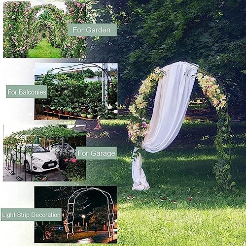 Outdoor Metal Garden Arbor Arch - Black Trellis for Climbing Plants, Flowers & Vines - 140cm, 180cm, 240cm, 300cm Wide - Perfect for Lawn & Backyard Decor