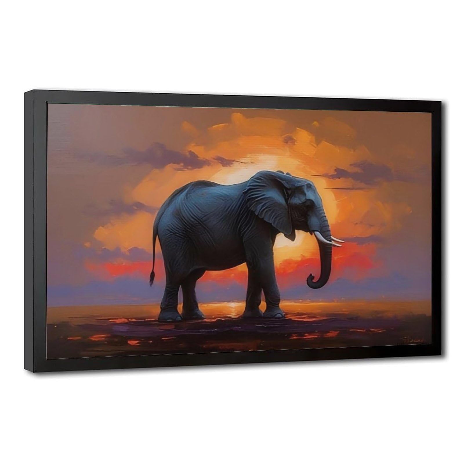 Bareronor Majestic Elephant Poster Canvas Poster Bedroom Decor Landscape Office Room Decor Gift 8" L X 12" W