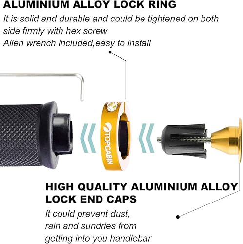 Vista 77 de Puños de manillar de bicicleta de doble bloqueo - Puños cómodos de goma para bicicleta de montaña BMX (Enchufe de bloqueo de aluminio+empuñaduras)