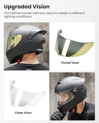 Miniatura 3 de ILM - Cascos de motocicleta de cara completa para hombres y mujeres, para deportes motorizados, moto, calle, carreras, aprobados por DOT, Modelo