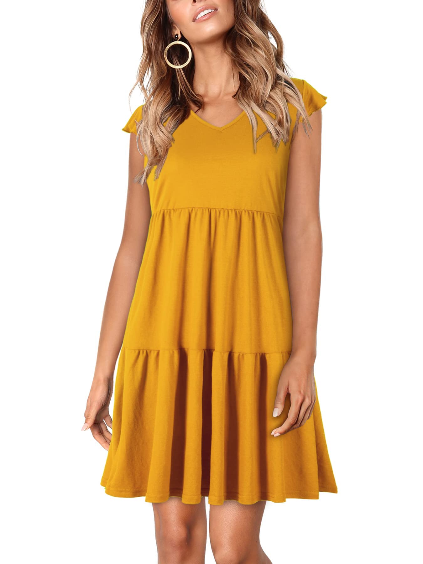 BENANCYWomen Casual Swing Short Sleeve Tunic Dresses