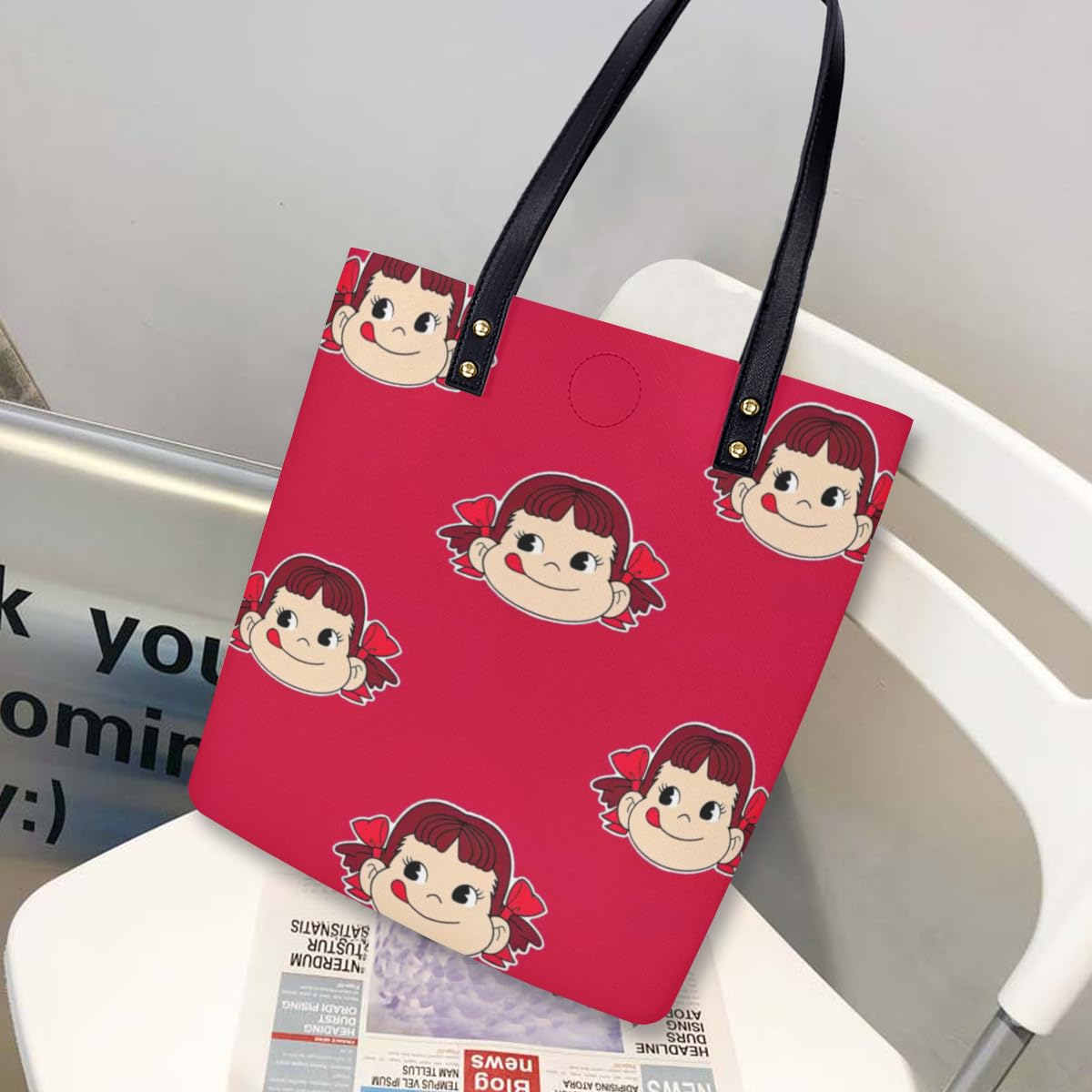 Amazon.co.jp: ペコちゃん ショルダーバッグ A4 大容量 PUレザー 