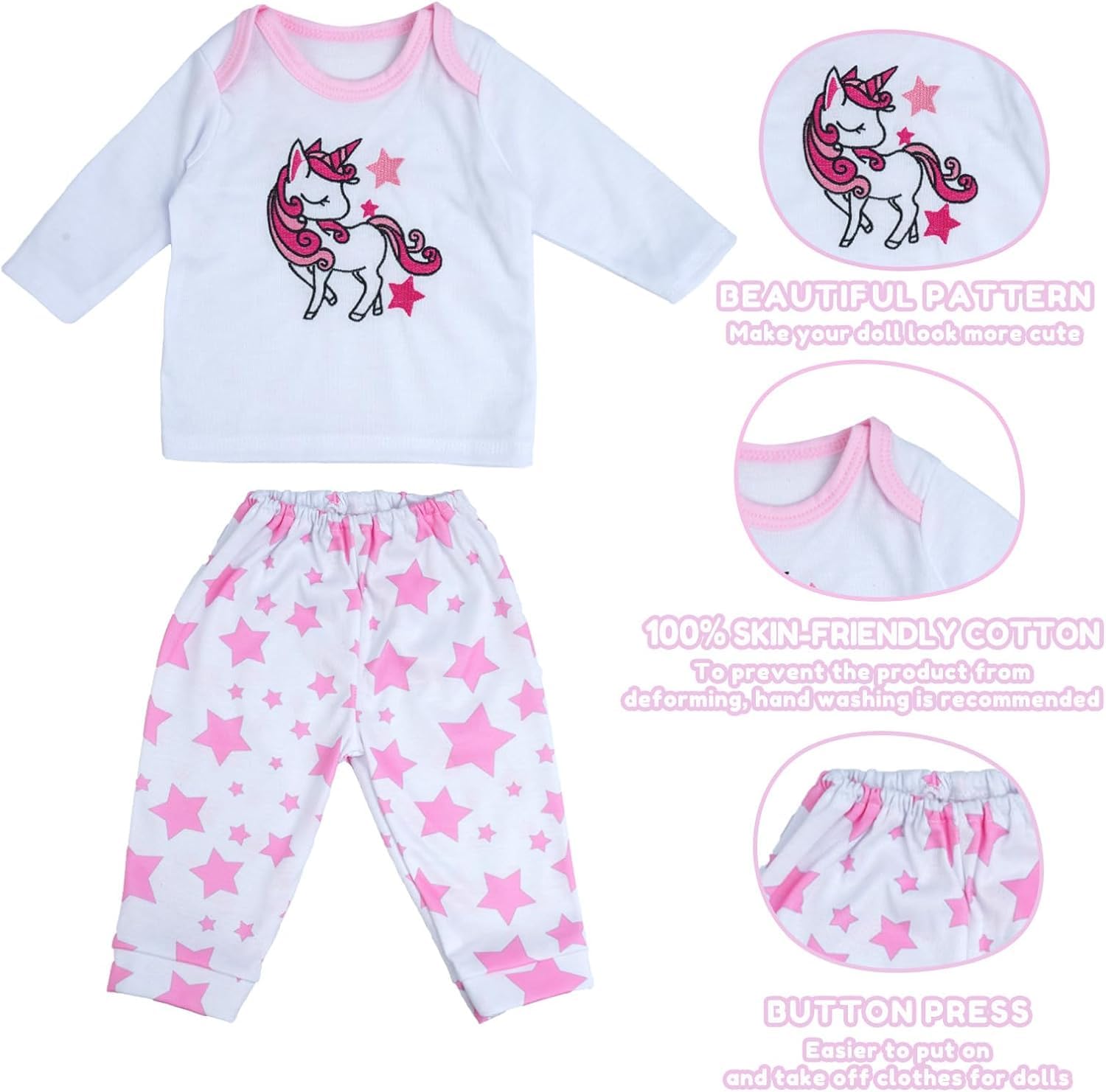 BABESIDE 8Pcs Reborn Baby Dolls Clothes 20 Inches Girl Outfits Accessories for 17-22 Inches Baby Dolls with Bassinet - Image 2