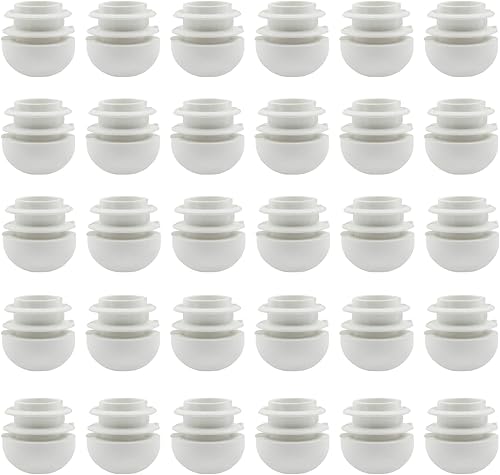 Tapones redondos de plástico de 78 pulgadas, 30 piezas de inserciones de tubo blanco protectores de deslizamiento de patas de silla, tapas de