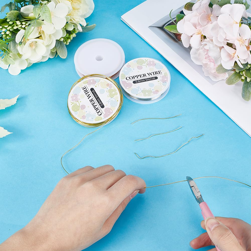 SUNNYCLUE 12.8M Copper Jewellery Wire 0.8mm 20 Gauge Gold Silver Craft Wire Jewelery Pure Bare Copper Craft Beading Bendable Crafting Making Sculpting for Jewellery Making Women Supplies - Image 3
