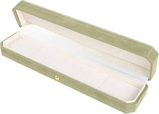 Abaodam Velvet Necklace Jewelry Box Large Octagonal for Beaded Chains | Light Green, Lightweight and Compact, Portable Moving Storage, Bedroom Use, Decorative Elegant Style
