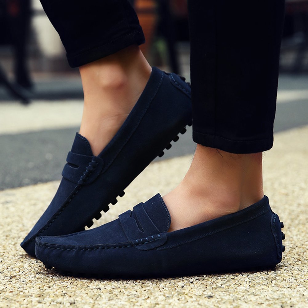 Hommes Daim Penny Loafers Mocassin Slippers | Cuir Respirant Doublure, Amovible Semelle, Semelle Extérieure Légère, Décontracté et Habillé, Chaussures de Conduite