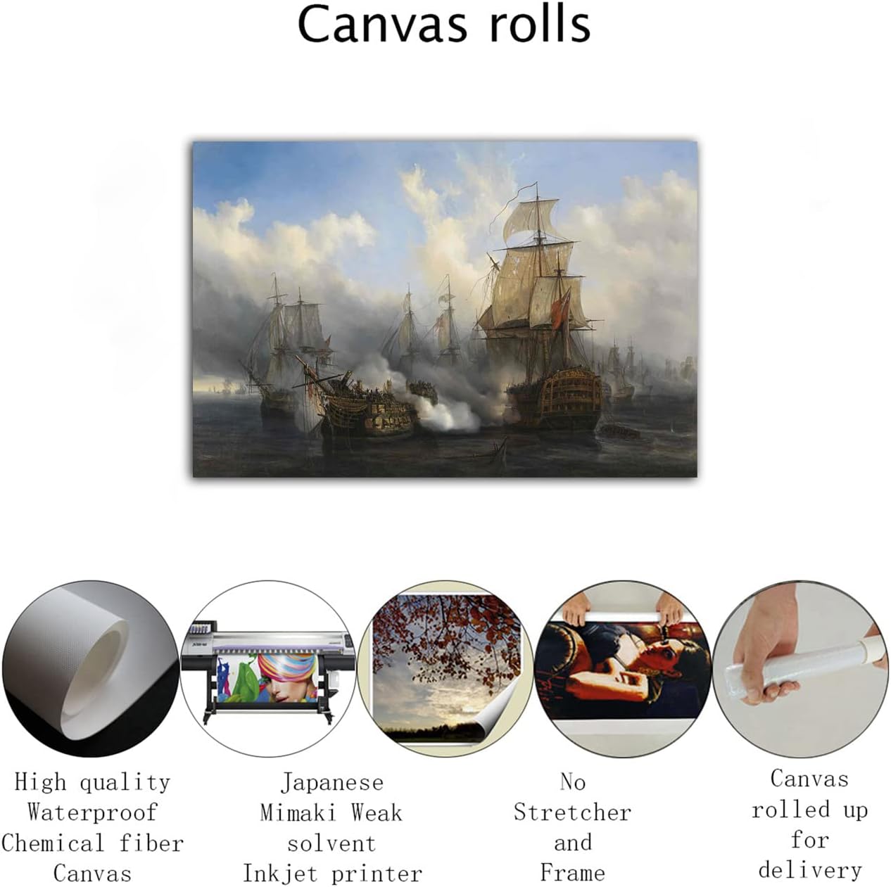 Ship Naval Battle Wall Art Picture Pirate Ship Sailboat Poster Print Canvas Painting Modern Home Living Room Office Decor (16x24inch(40x60cm),No Framed)