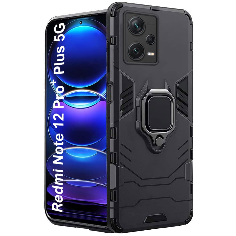 TheGiftKart Tough Armor Bumper Back Case Cover for Mi Redmi Note 12 Pro Plus 5G | Ring Holder & Kickstand in-Built | 360 Degree Protection Back Case Cover for Mi Redmi Note 12 Pro Plus 5G (TPU, Black) (B0BRXHGPF5) Amazon Price History, Amazon Price Tracker
