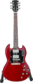 Réplica de guitarra ACDC Angus Young, miniatura de guitarra, mini réplica de modelo de guitarra – bonecos ACDC, colecionáveis – SG vermelho cereja, madeira de mogno maciço, 25,4 cm