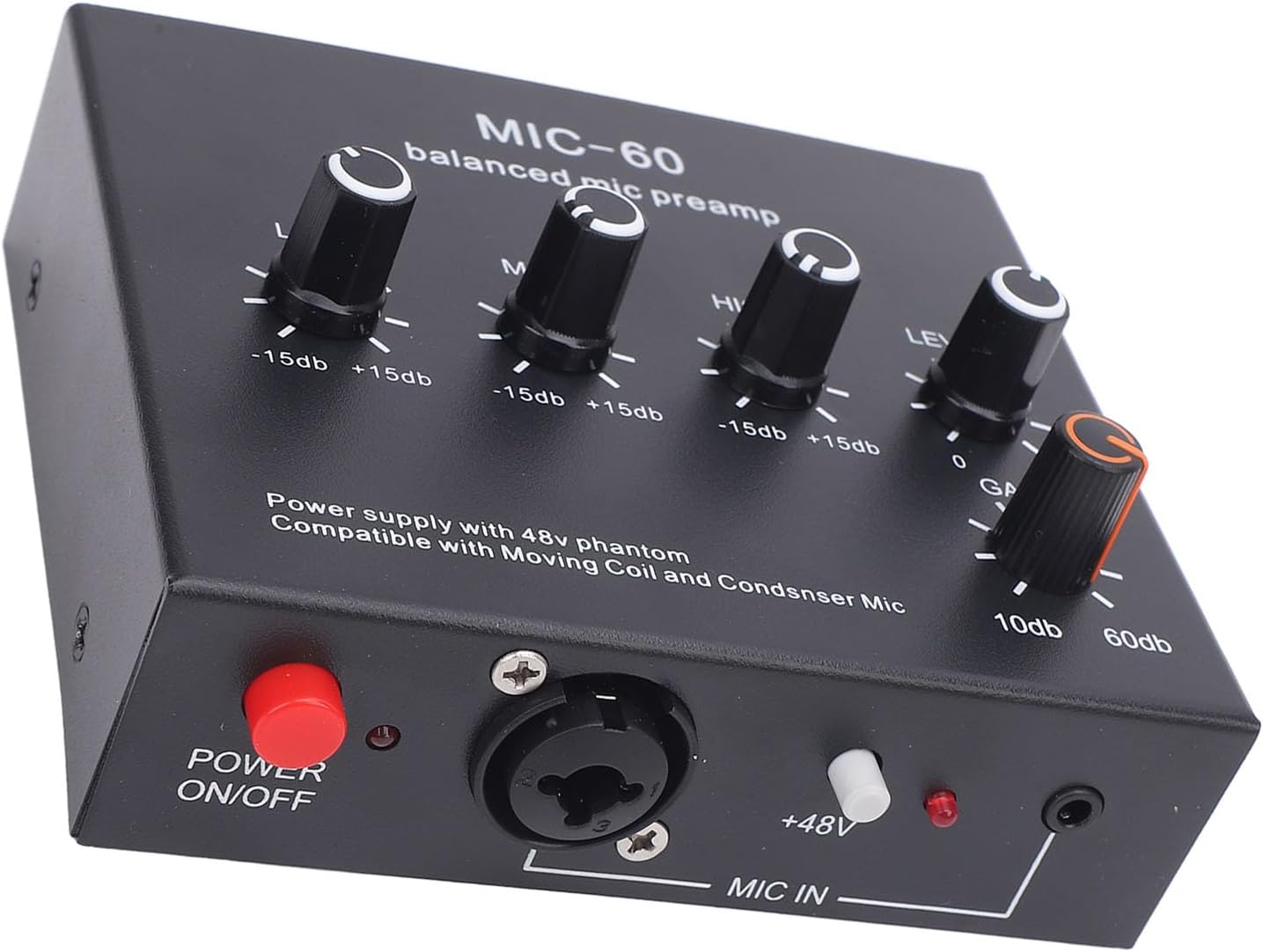 Microphone Preamp Enhance Sound Quality 48V Power XLR Output Dynamic and Condenser Mic for Recording Studio Live Streaming