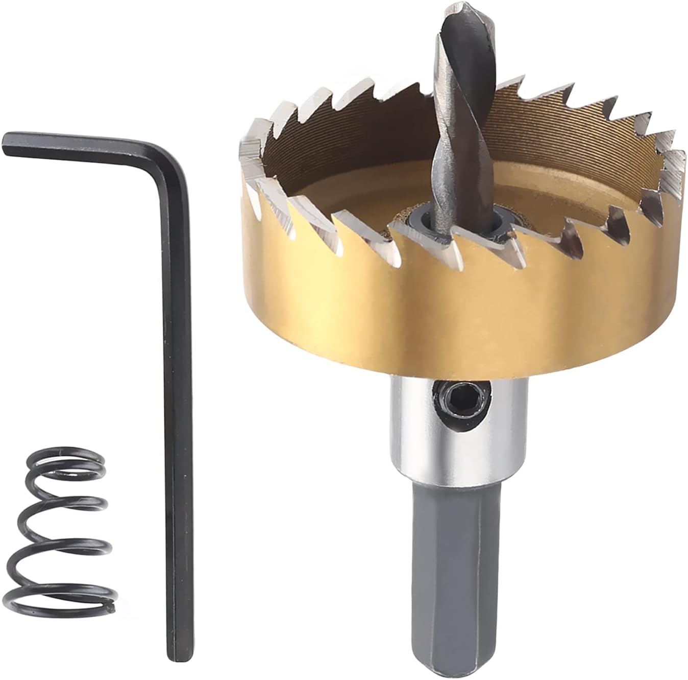 Auniwaig 42mm HSS Hole Saw Kits for Metal, High-Speed Steel Hole Saw Cutting Kit Drill Bits Opener Cutter Tool, for Cutting Holes on Wood, Stainless Steel, Iron, Aluminum Plate, Gold
