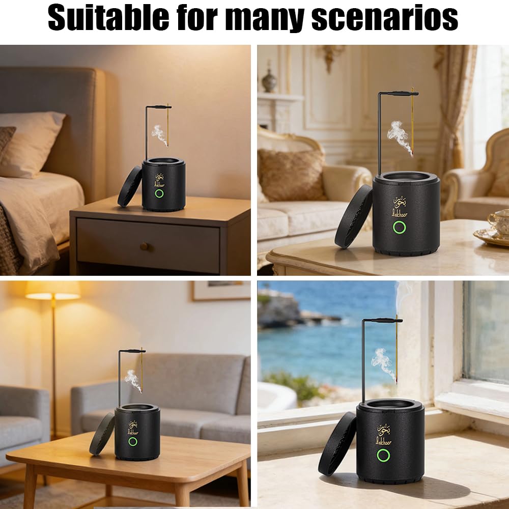 Soporte de incienso, 120 segundos de combustión larga, quemador de incienso electrónico de combustión automática, soporta varios aromas. Adecuado para meditación, yoga, spa y decoración del hogar