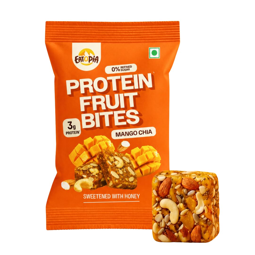 Eatopia Jackfruit Almond Protein Fruit Bites|Refined Sugar Free 15g Protein Bars|Pack of 2 — Amazon image 7