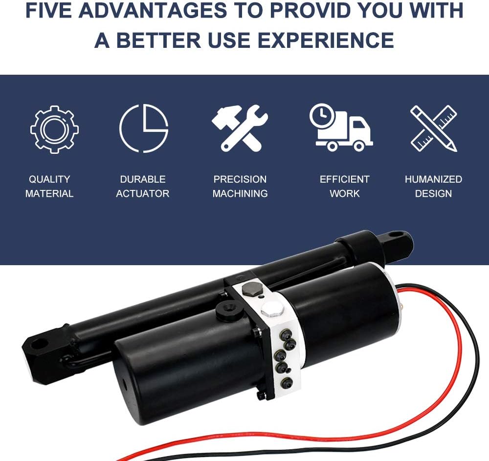 Heavy Duty (1700 lbs/10 inch/300W) Hydraulic Linear Actuator，Waterproof IP 65, DC 12V High Force Actuator for Farm Garden Equipment Utility Vehicle Industrial Usage