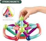 42PCS Ensemble de boules et de barres magnétiques, ensemble de construction magnétique, boules magnétiques et bâtons - Avec sécurité, extra-fort, STEM Jouets pour garçons & Filles 3+