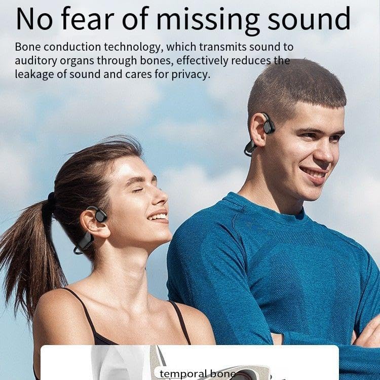 Bone Conduction Headphones Wireless Bluetooth 5.3 Open Ear Headphones Noise Cancelling with Microphones,IPX5 Waterproof Sports Headphones for Gym Workout Swimming Running Cycling,Black,24g